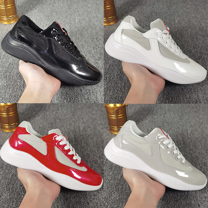 Americas Cup Patent Leather Sneakers for men women Designer Running Shoes White Silver Black Anthracite Red Mens Sports Casual Shoe Womens Mesh Trainers EUR 36-46