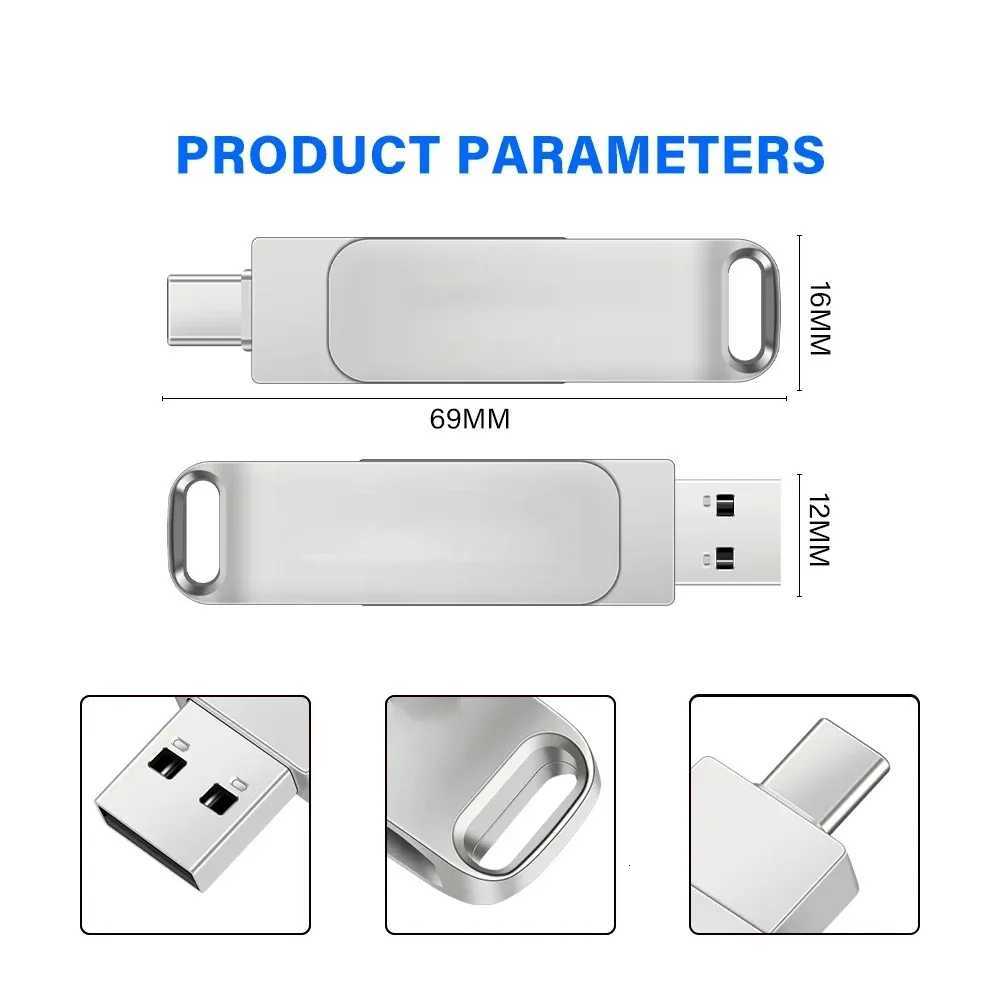 TYPE-C 2 IN 1 Pen Drive With key Ring 128GB Rotatable Metal USB 20 Flash Drive 64GB Business Gift Memory Stick 32GB 16GB C251209
