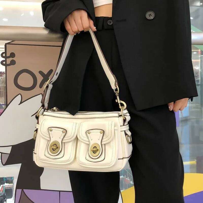 JIAERDI Vintage Moto Biker Black Shoulder Bags Women Retro High Street Leather Chic Pocket Underarm Bag Ladies Y K Handbag Purse