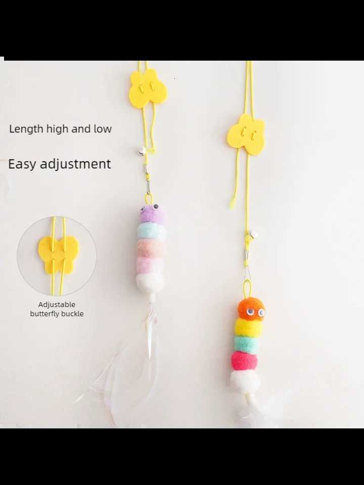 Pet Cat Toys Funny Stick Kitten Self -hi Elastic Rope Dragonfly Shape Feather Bell Teasing Stick Hanging Swing Thousands M251209