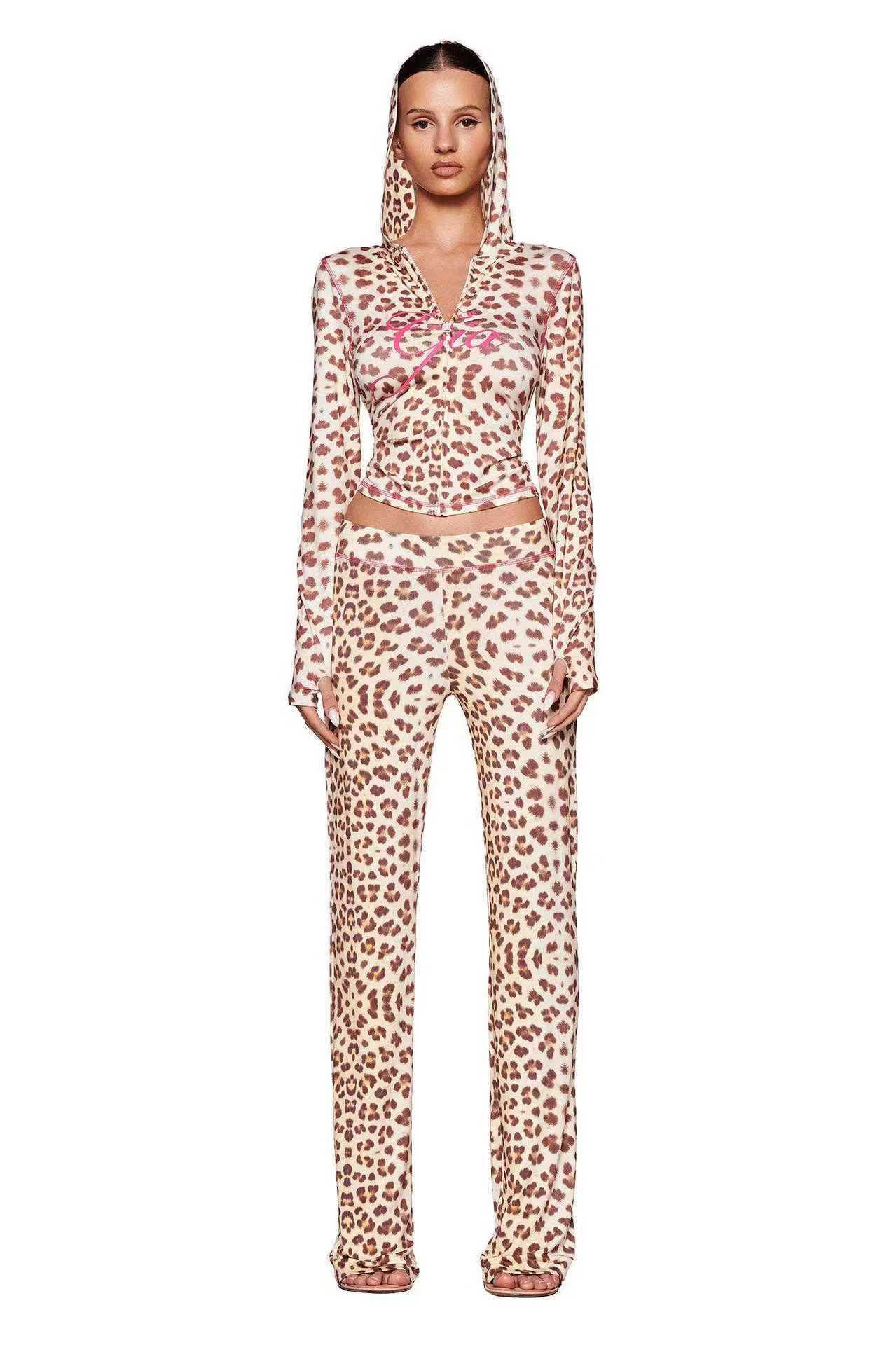 Top Designer iam gia Women's Tracksuits Thicken Two 2 Piece Set Outfits For Women Flared Pants Zip-up Cap Long Sleeve High Spring Top & Low Waist