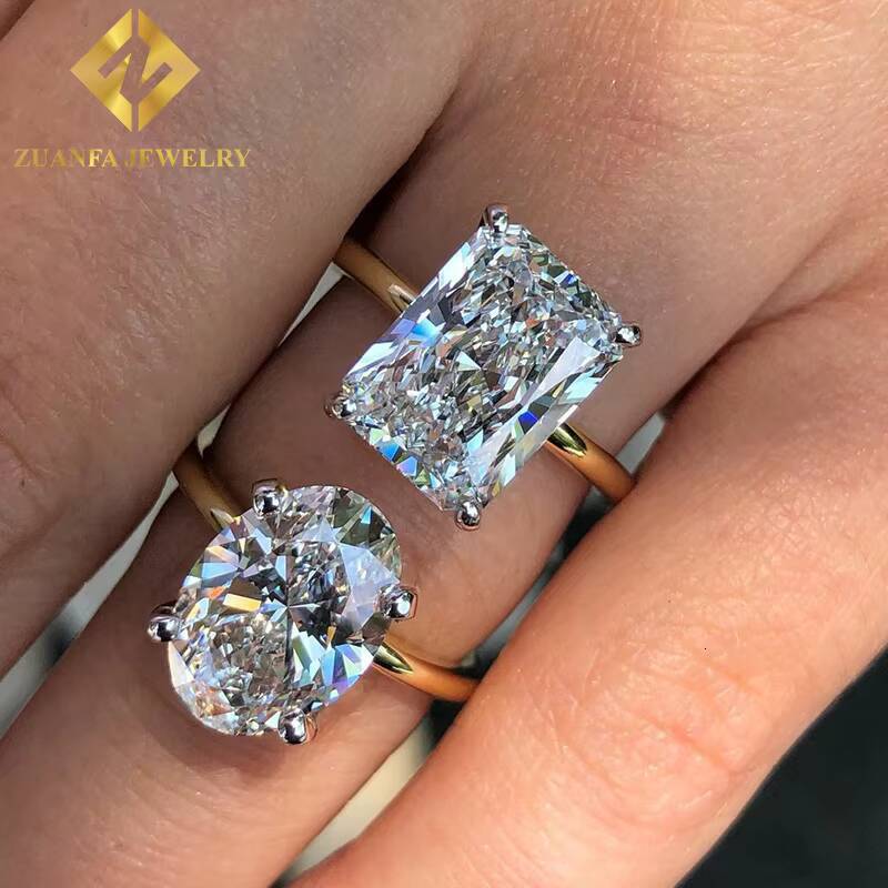 Oval Cut 10K Solid Gold Moissanite Lab Diamonds Solitaire Engagement/wedding Rings