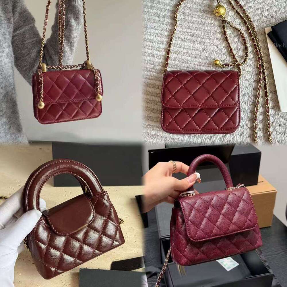 Burgundy Wallets On The Chain Designer Crossbody Bag Mini Lipstick Bag Leather Gold Chain Coin Purse Shoulder Handbags