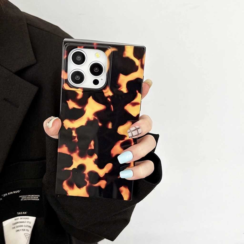 ity Tortoiseshell Pattern Flame Grain Rectangle Cover Case for iPhone 17 16 15 14 13 Pro Max Phone Case C251209