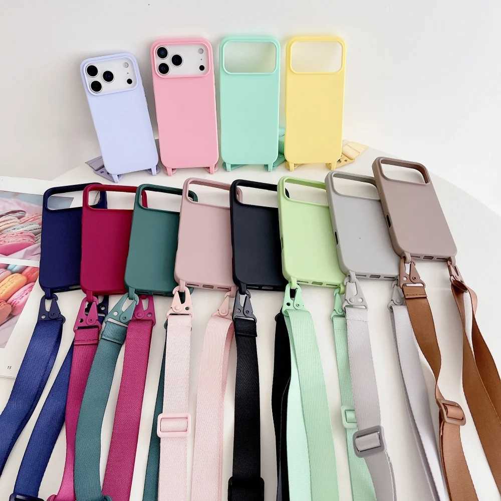 Crossbody Necklace Strap Lanyard Matte Silicone Case For iPhone 17 16 15 14 Pro Max 11 12 13 XR X XS 8 Plus SE Shockproof Cover C251209