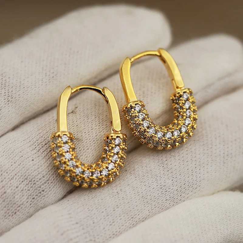 Full Crystal Geometric Stud Earrings for Women Fashion Brand Jewelry Luxury Zirconia Letter Earrings Party Accessories J251208