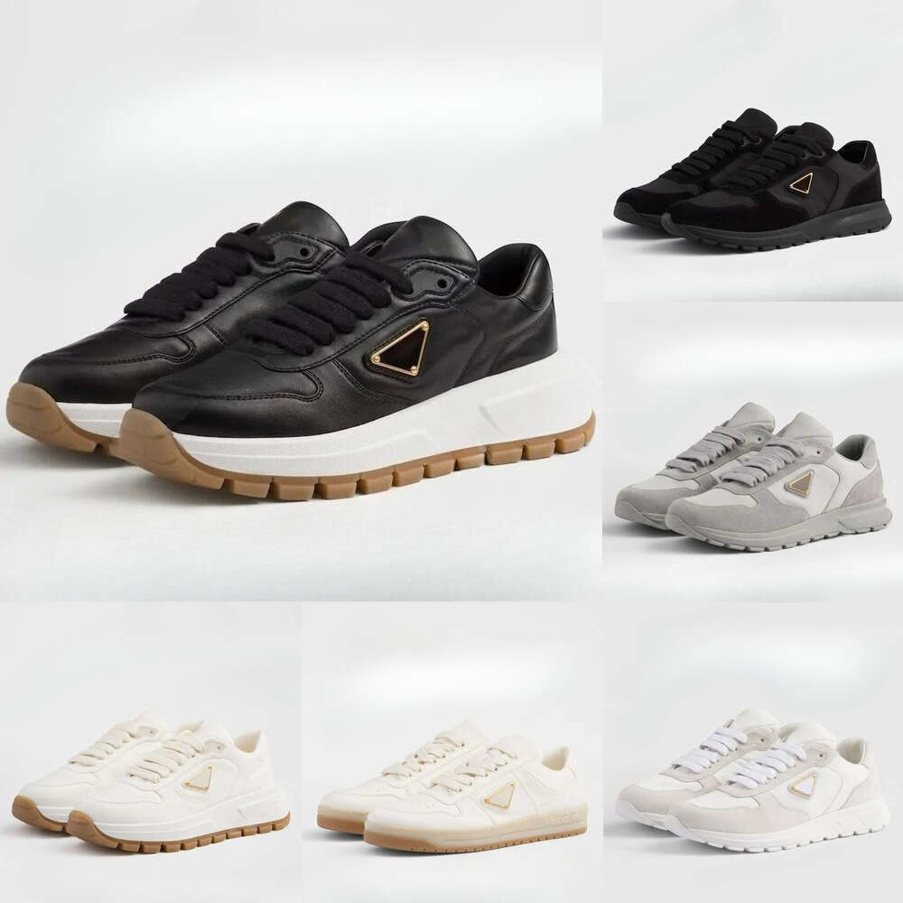 luxury Re-Nylon sneakers Designer shoe mens womens casual white triangle logo high-quality mesh beef cowhide splicing flat platform formal running sport trainer