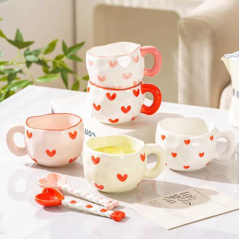 300ML Creative Hand Pinched Irregar Flower Ceramic g Handmade Coffee Cup Breakfast Milk Afternoon tea cups Korean Style gs H251209