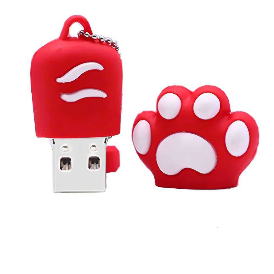 Cat Paw USB Flash Drive 64GB black Cartoon Memory Stick Key Chain Pen drive 128GB 32GB Gifts for Kids U Disk C251209