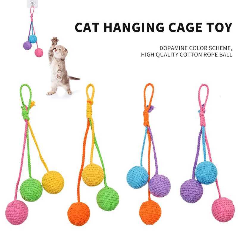 Resistant Chew Toys Can Be Suspended Cat Teasing Toys Cotton Rope Ball Toy Nontoxic Durable Interactive Cog Toy Pet Accessories M251209