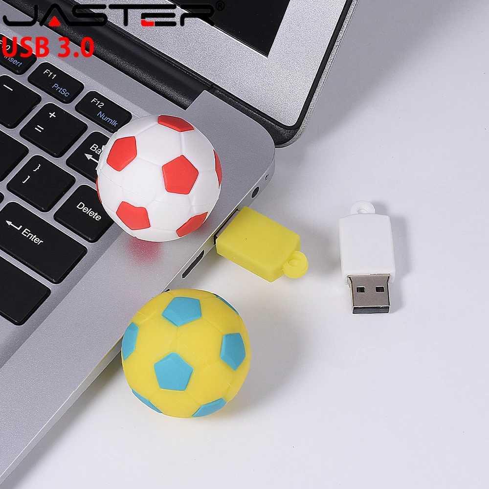 Football USB 30 Flash Drive 64GB Key Chain Pen Drive 32GB Gifts Cartoon Memory Stick Black White Red Pendrive 16G C251209