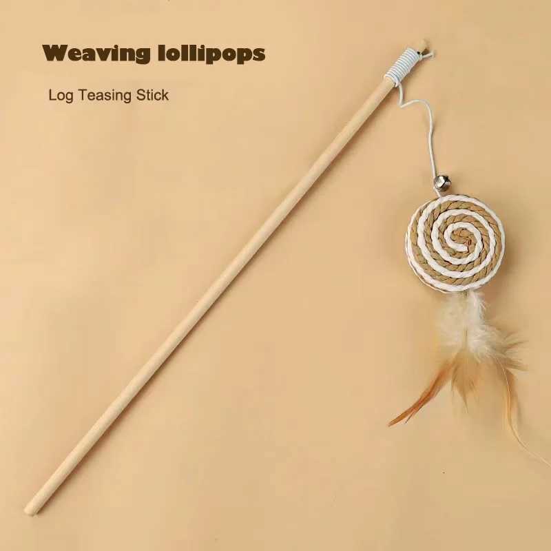 Cat Toys Linen Mouse Wooden Pole Cat Teasing Sticks Handheld Pole Wear Resistant Cats Relieve Boredom Pet Supplies Bite Resistan M251209