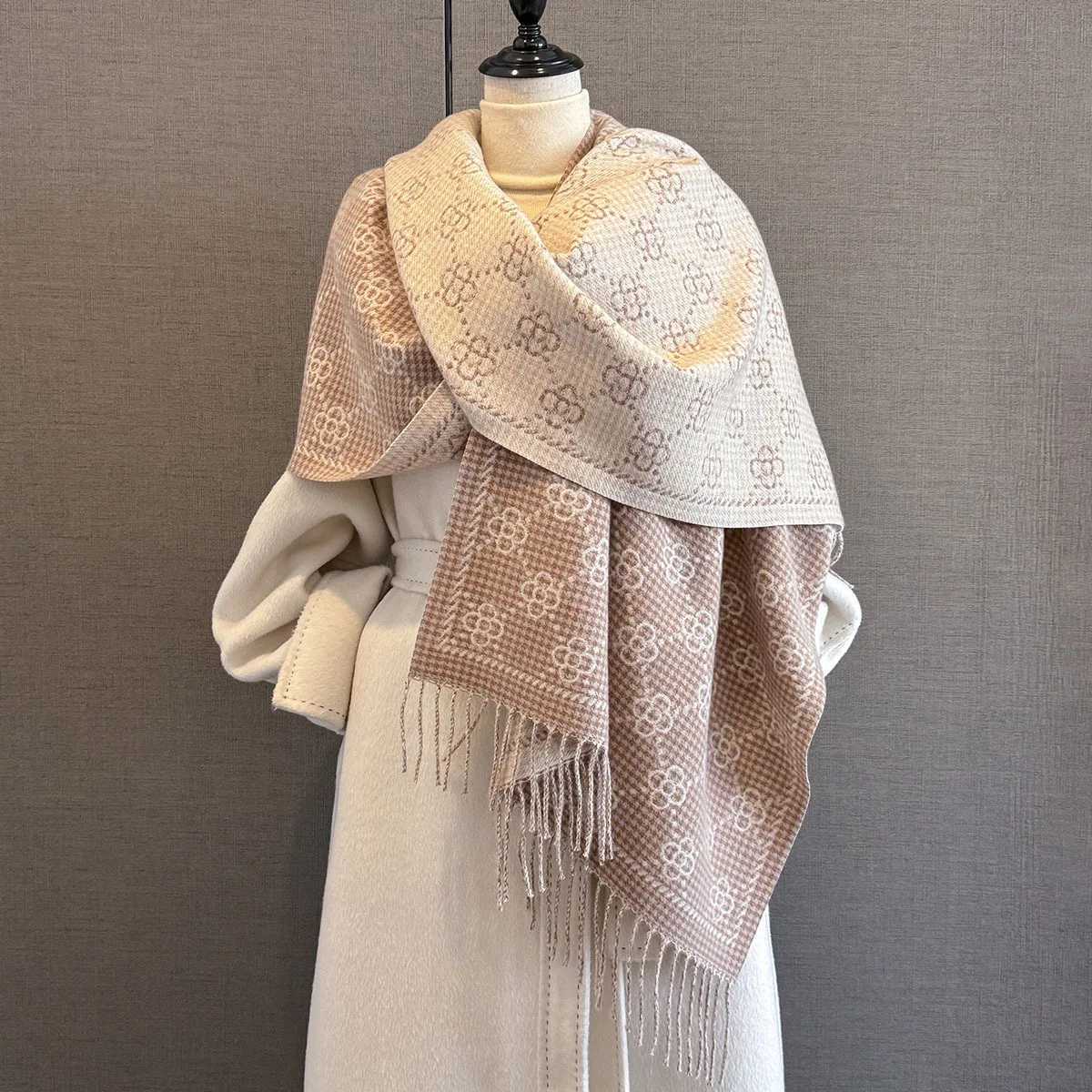 Luxury Luxury Duplex Printing Winter Cashmere Scarf Women Warm Pashmina Long Tassel Scarves Female Print Shawl Thick Foulard Bufanda Y251208