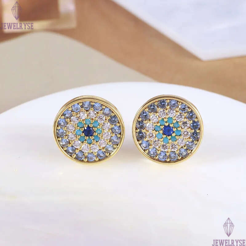 2024 New fashion round evil eyes designer earrings for women colorful diamond cz zircon geometry classic luxury aretes brincos numbers earring ear rin