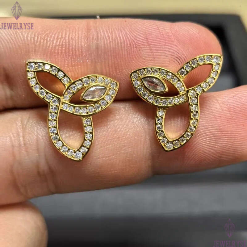 2025 new classic clover designer earrings for women girls sweet leaf leaves hollow full diamond 18k rose gold silver crystal earings ear rings jewelry