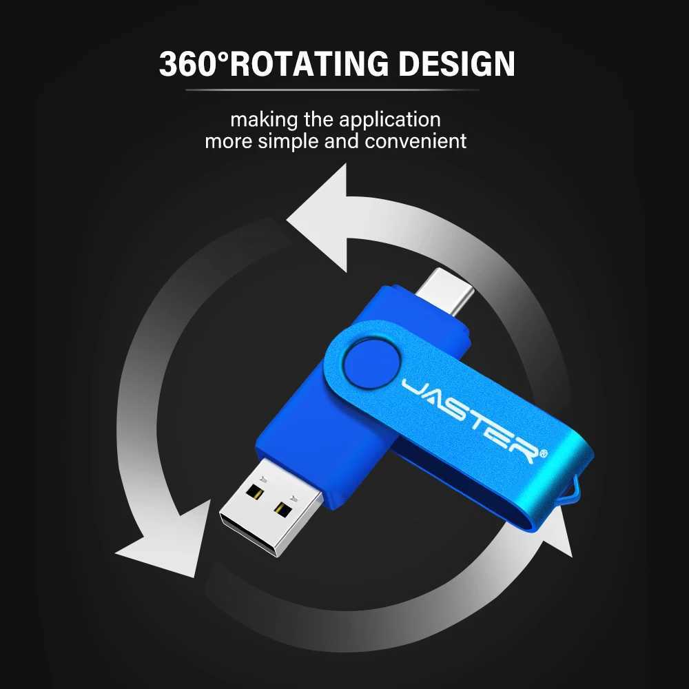 High Speed TYPE-C USB 30 Flash Drive 64GB Rotatable OT Drive 32GB 128GB 256GB Memory Stick for Mobile Phone Black Pendrive C251209