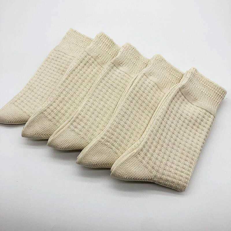 Match-Up Men Waffle Socks For Business Casual Dress Cotton Socks5 PairsT251209