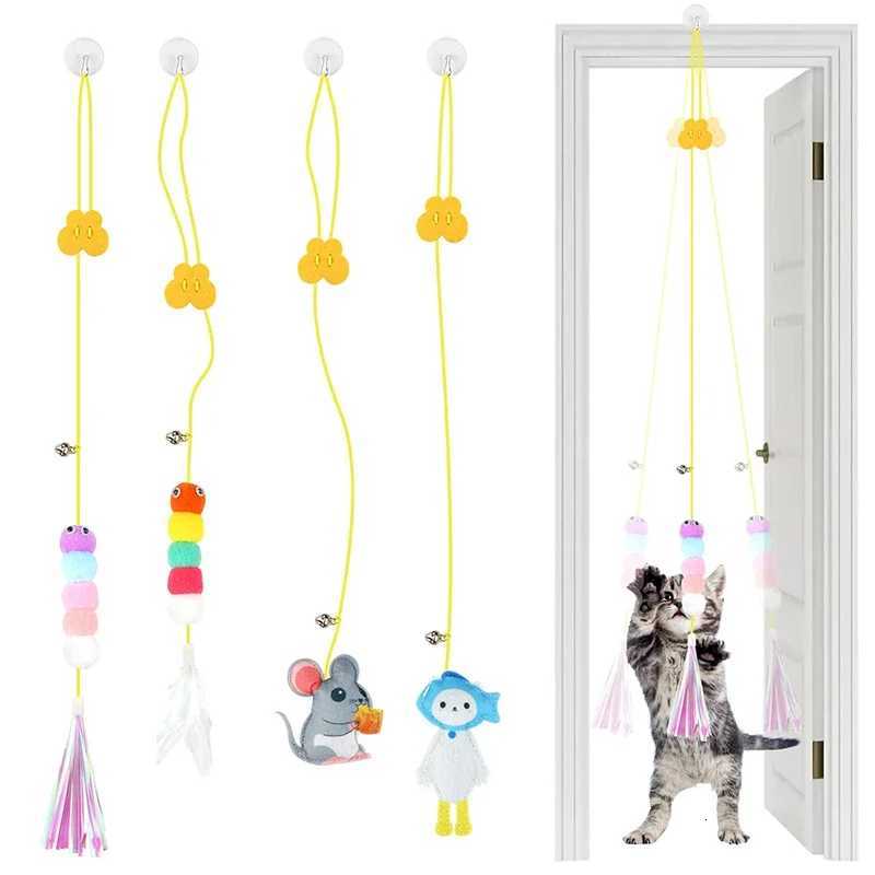 Cat Toy Hang on The Swing Hang on The Door Hang Elastic Feather Toy M251209