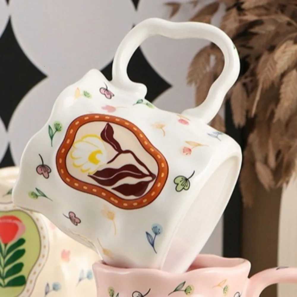 Exquisite Light Luxury Ceramic Coffee g Handmade Elegant Cafe Cup Floral Decoration Unique Breakfast Cup Tea Time H251209