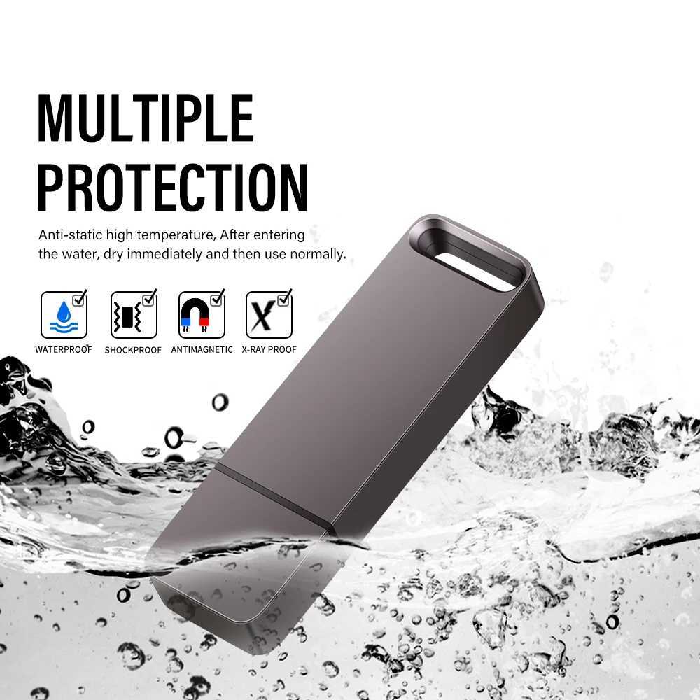 Business gift Metal USB 20 Flash Drives 128GB 64GB Waterproof Pen drive 32GB16GB 8GB 4GB Memory stick Black U disk for Cputer C251209
