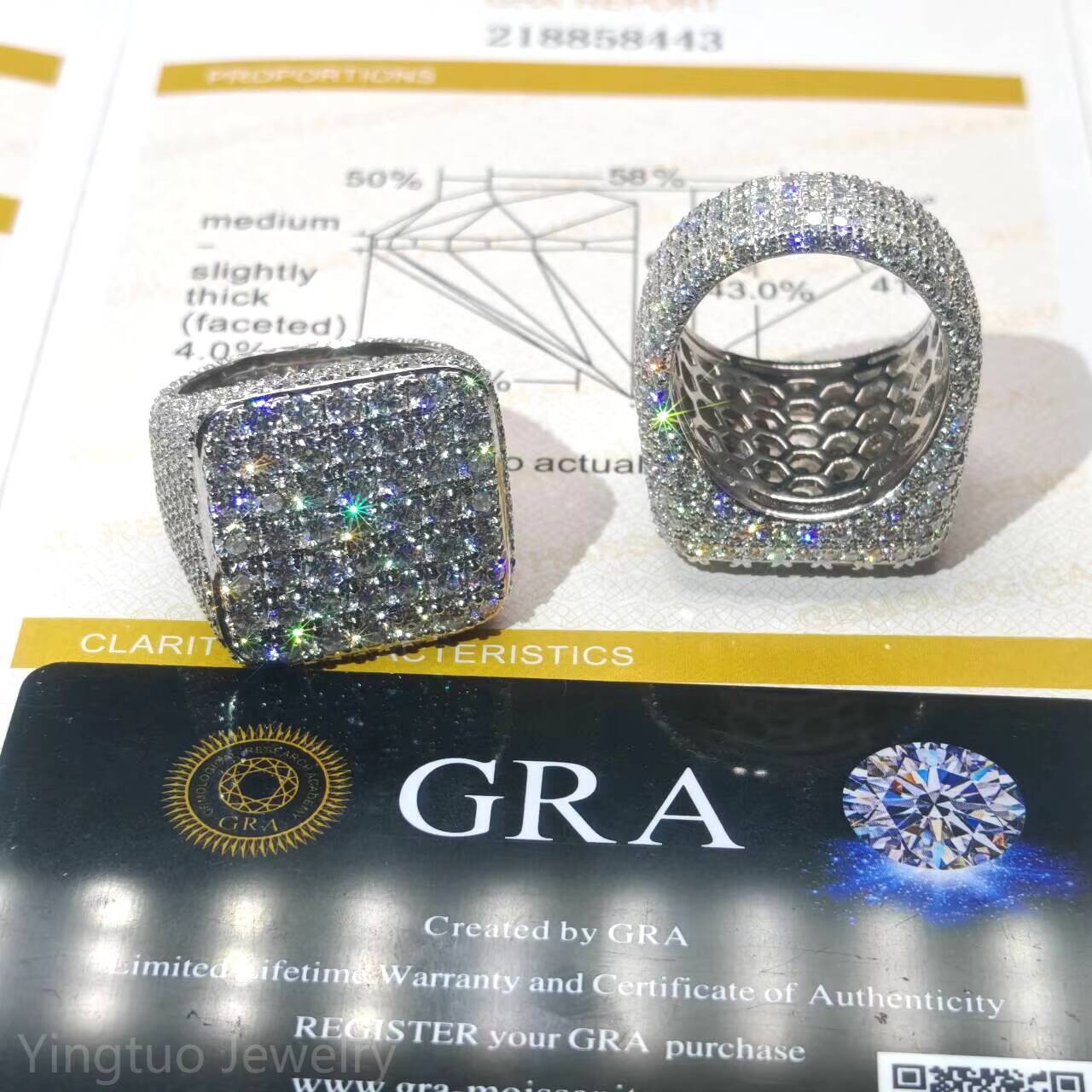 Fashion HIPHOP 925 Silver Iced Out Moissanite Diamond Ring 18k Gold Plated Ring for Men