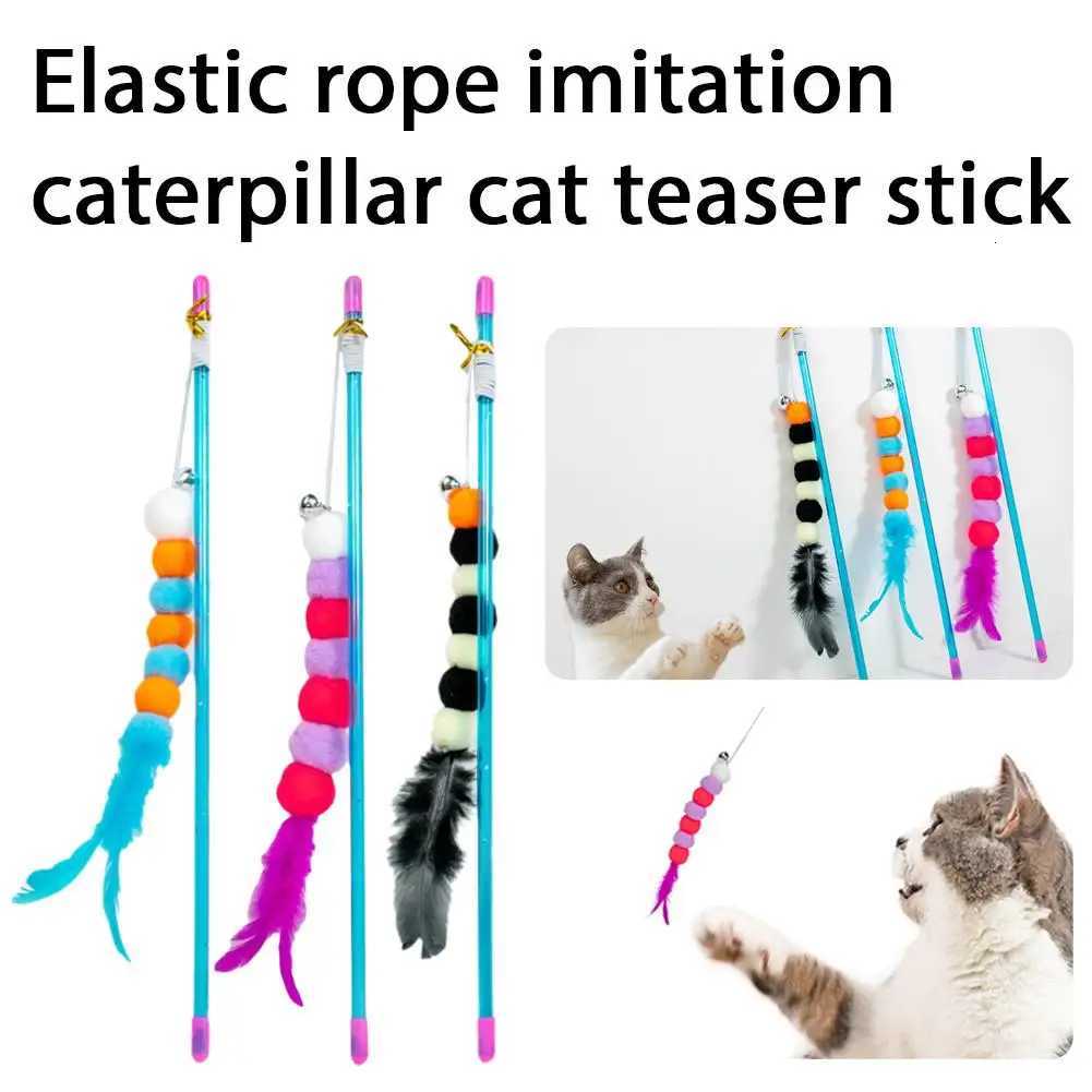 Cat Teaser Toys Stick Elastic Rope Imitation Caterpillar Scratch-resistant Cat Teaser Interactive Toys Pet Cats Toys Stick M251209