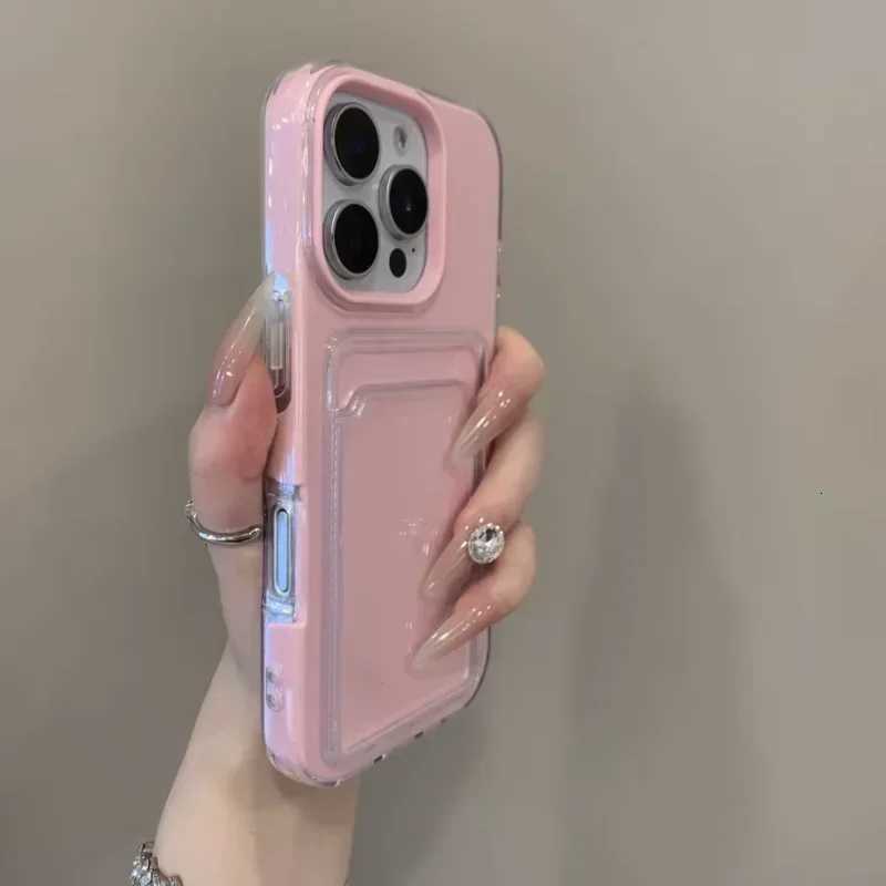 Luxury Clear Card Slot Holder Phone Case For IPhone 16 15 14 11 13 12Pro Max Wallet 2 in 1 Soft Protector Shockproof Candy Cover C251209