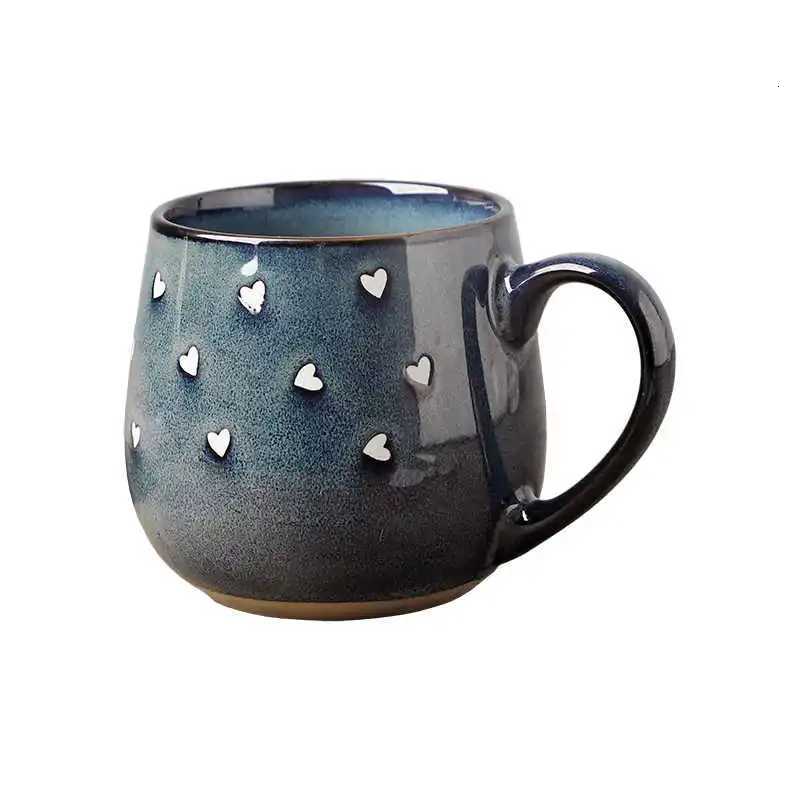 430ml Retro Hand Drawn Underglaze Ceramic g Love Pattern Kiln Transformation Gla Water Cup He Off Coffee Milk gs H251209