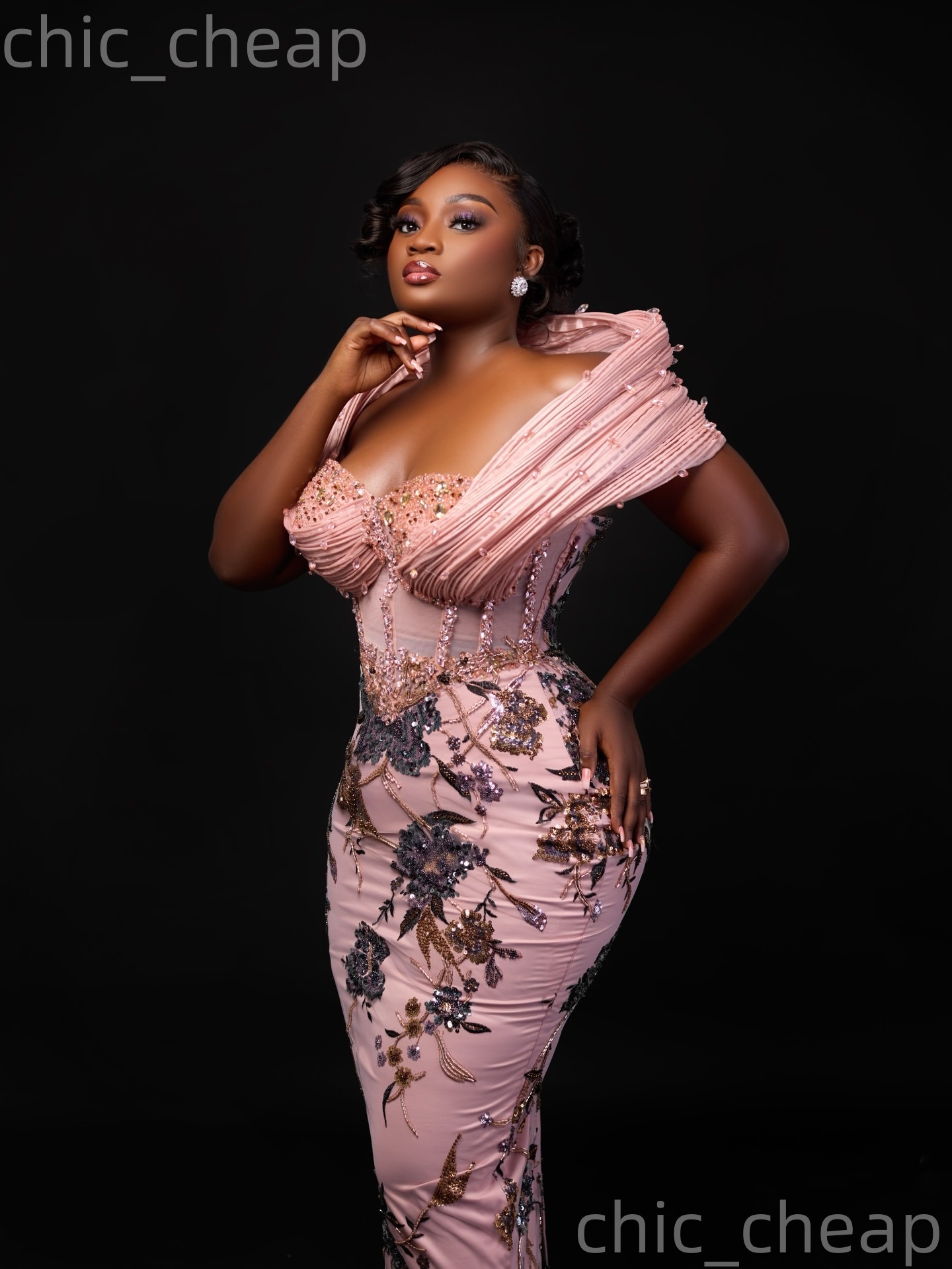 Aso Ebi Pink Sheath Prom Dresses 2026 Beaded Crystals Floral Lace Evening Formal Party Second Birthday Engagement Gowns Plus Size Dress For Special Oc