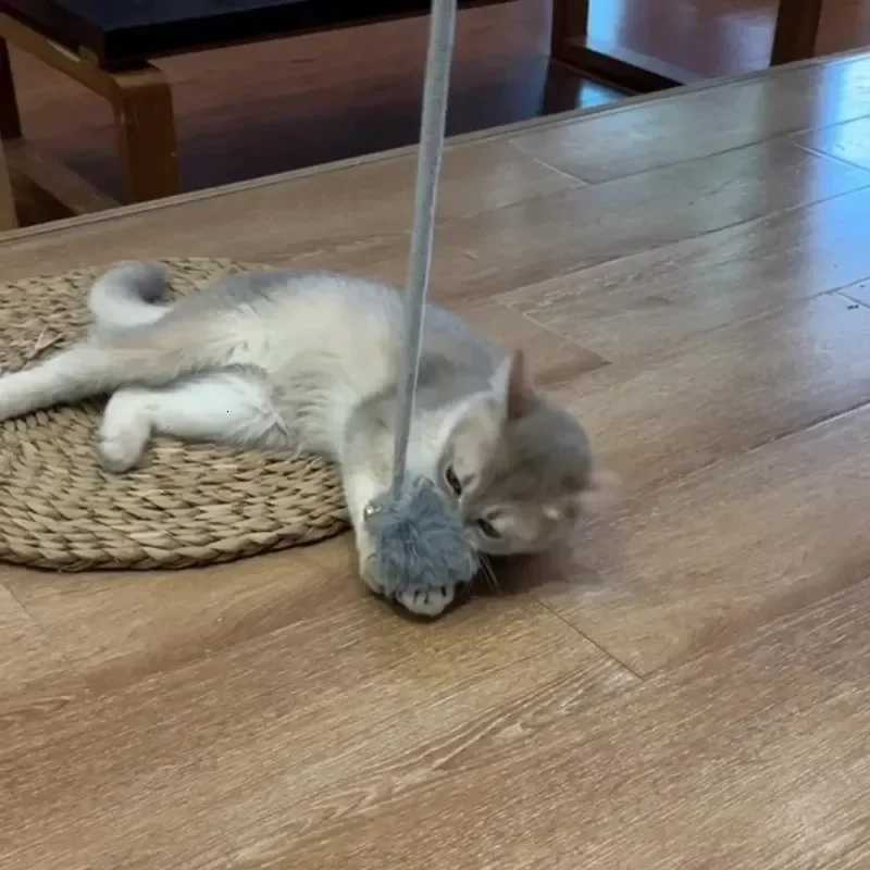 Rabbit Fur Big Ball Cat Stick Retractable Elastic Rope Cat Toy Comfortable Self-hi Boredom Hanging Cat Toys Interactive M251209