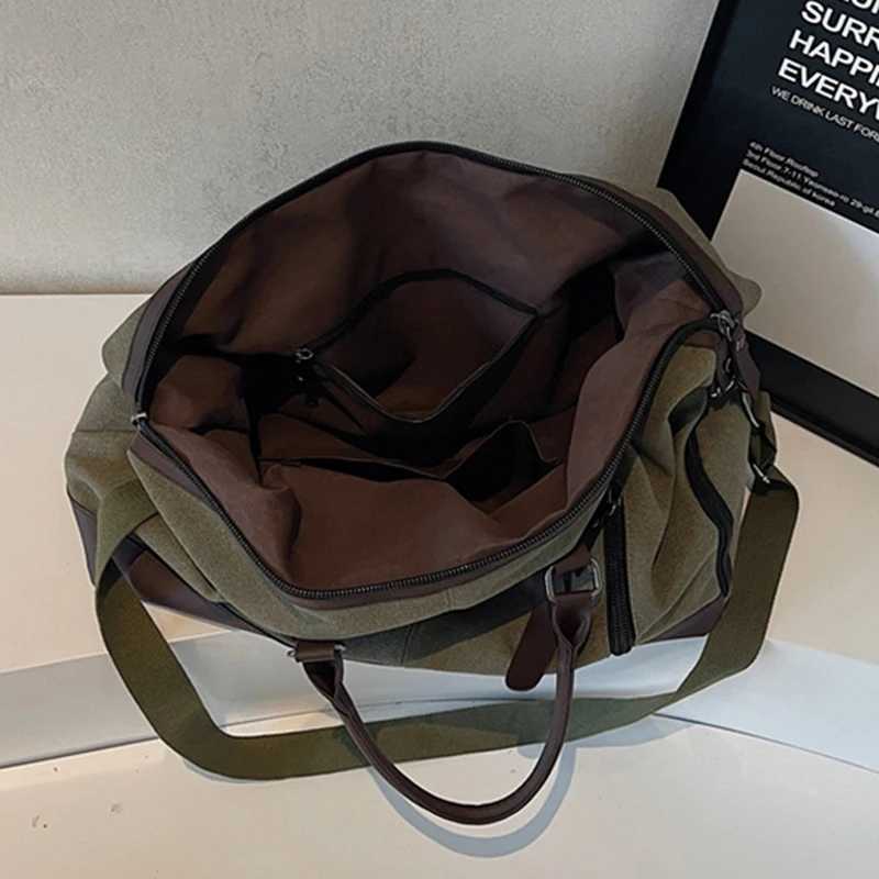 Canvas Travel Duffel Shoder Crossbody Bag Shoes Cpartment Gym Fitness Outdoor Short Distance Bag Lage Weekend Handbag Y251209