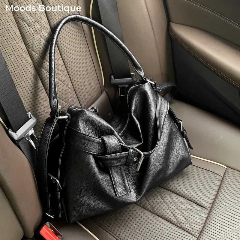 Medium-si Motorcycle Shoder Crossbody Bags For Wen 2025 New Lychee Pattern Soft Vegan Leather Big Capacity Shopper Totes Y251209