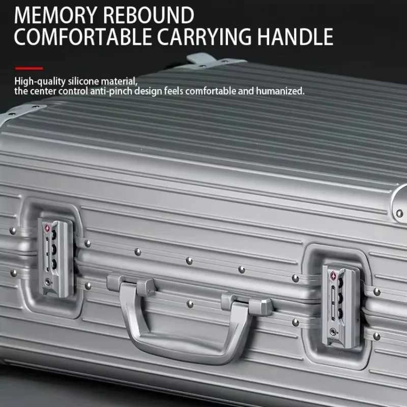 100 Aluminum-magnesium Alloy Travel Suitcase High Quality Rolling Luggage 20/24/26/29 Trolley Luggage Carry-On Cabin Suitcase K251209