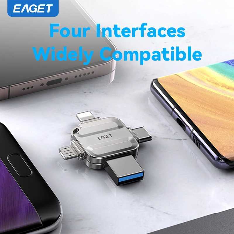 Eaget 4 in 1 Mini USB Flash Drive USB Type C Mirco B Lighting to USB 32 Pendrive USB Memories Stick for Phones PC Laptops C251209