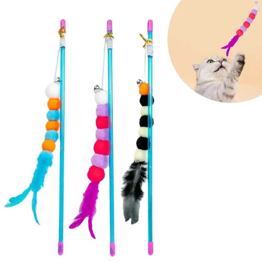 Cat Teaser Toys Stick Elastic Rope Imitation Caterpillar Scratch-resistant Cat Teaser Interactive Toys Pet Cats Toys Stick M251209