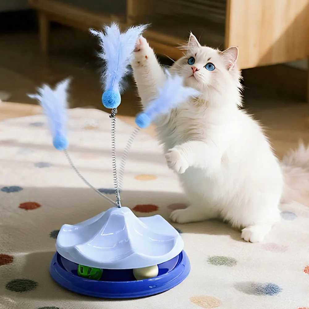 Rotatable Cat Toy 2 in 1 - Colorful Interactive Cat Teaser Turntable with Balls Anti-Boredom Cat Safe Durable Pet Cat M251209