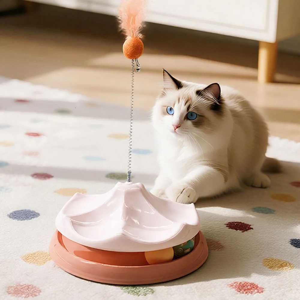 Rotatable Cat Toy 2 in 1 - Colorful Interactive Cat Teaser Turntable with Balls Anti-Boredom Cat Safe Durable Pet Cat M251209