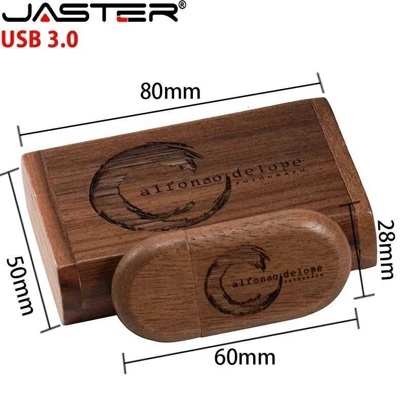 JASTER USB 30 Wooden Box Pen Drive Cust USB Flash Drive Bamboo Pendrive Wedding Gift Memory Stick 128GB 32GB 64GB C251209