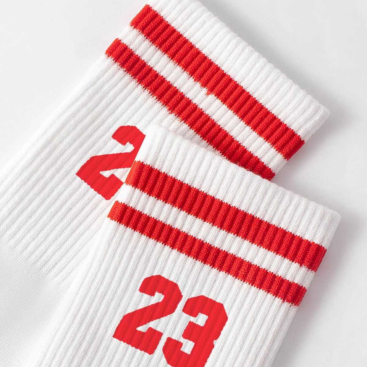 5/10/20 Pairs Mens Crew Socks Number 23 And Stripe Design Anti-odor And Sweat Absorbent Casual StylishT251209