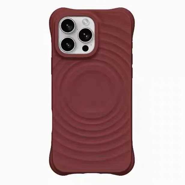 Cherry Red Ripple Silicone Magnetic Phone Case Cover for iPhone 12 13 14 15 16 17 Pro Max Case M251209