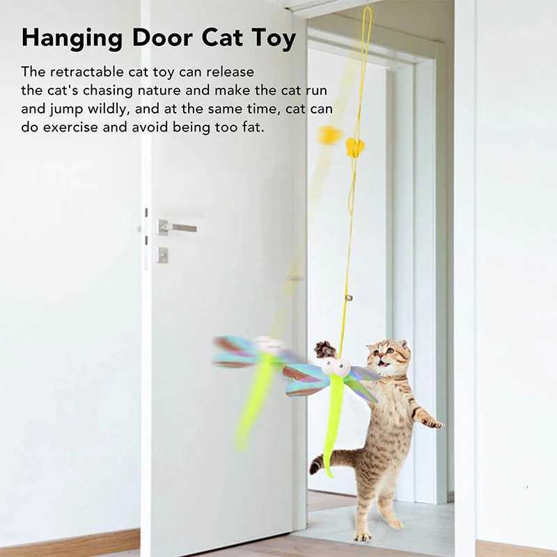 Hanging Door Cat Toy Swinging Self-Play Telescopic Rope Teaser Interactive Toy Elastic with Bell Hanging Kitten Toy Sticky Swing M251209