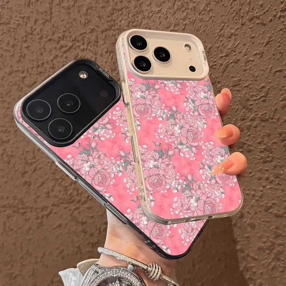 1PC Floral Lichee Pattern Phone Case For IPhone 17 Air 16 15 14 13 12 11 Pro Max Plus Color Shockproof Back Silver Cove C251209