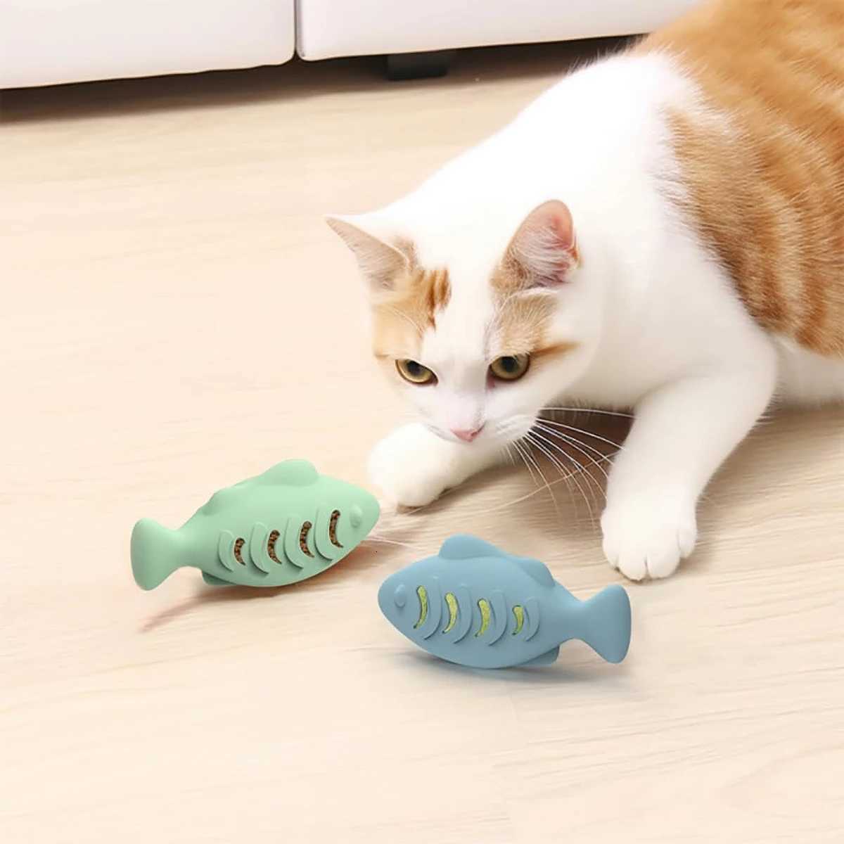 Interactive Cat Toy for Indoor Cats Food Dispenser Feeder Blue Treat Catnip Stuffer Fun Engaging Pet Play M251209