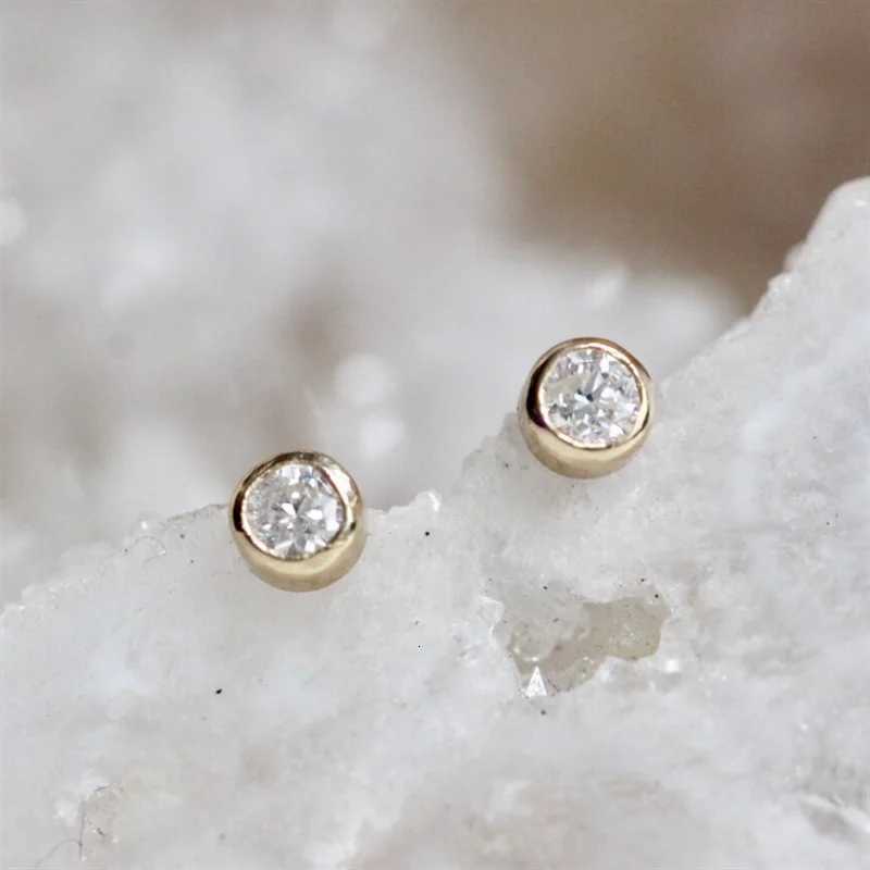 luxury 14K Gold Filled Cubic Zirconia Stud Tarnish Resistant Dainty Women Earrings Simple Waterproof Jewelry K251209 H260129