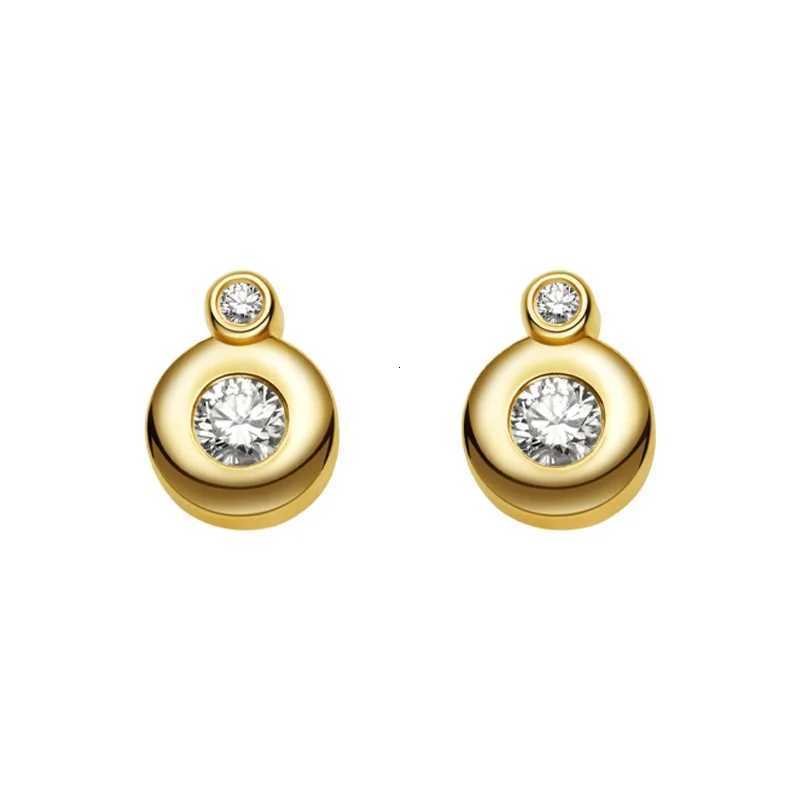 925 Sterling Silver Plating 18K Gold Geometric Zircon Beans Stud Earrings for Women Fashionable Temperament Small Jewelry K251209 H260129