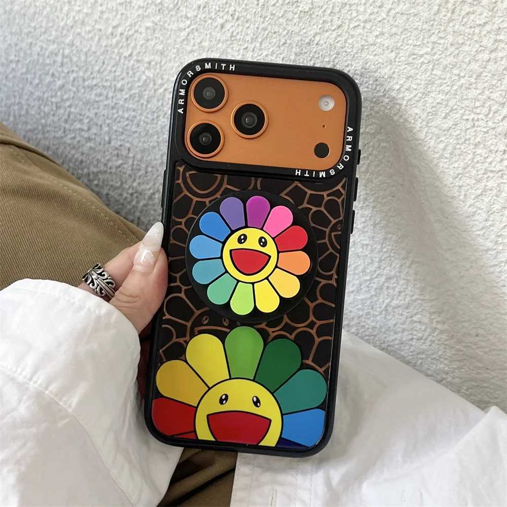 Korean INS Cartoon Sun Cute Flowers For Stand Phone Case for iPhone 17 Air 17 Pro 11 12 13 14 15 16 Pro Max Plus 16E Cas C251209