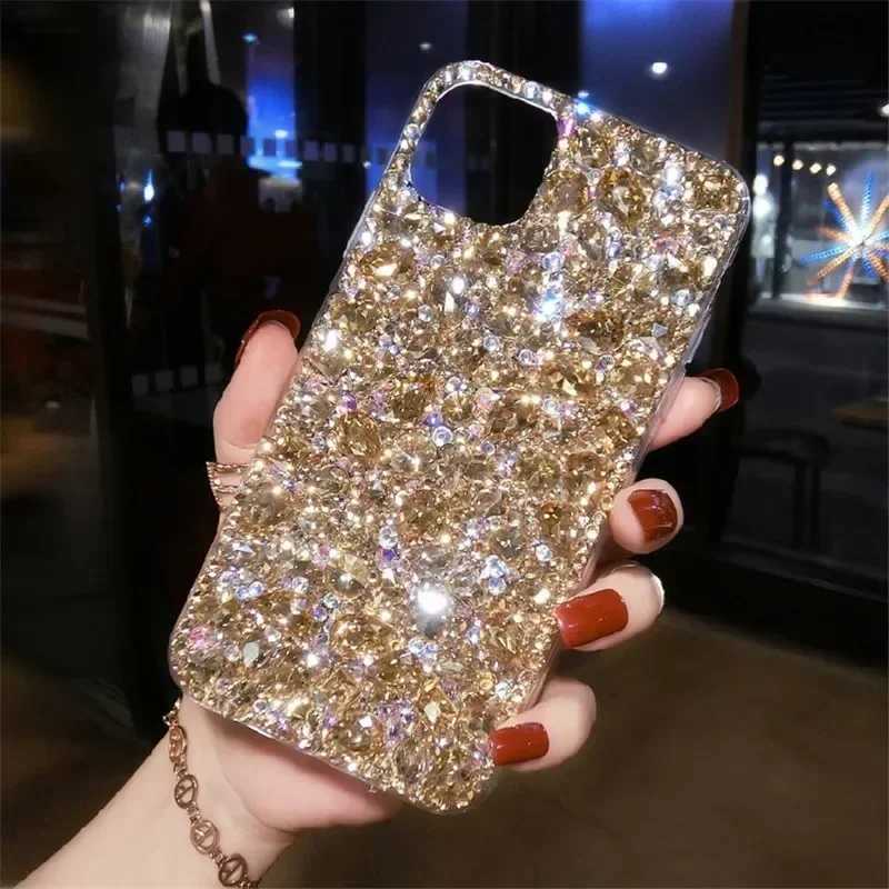 Glitter Fl Gold Diamond Crystal Phone Case for IPhone 15 14 13 12 16 Pro Max Casing Wen Luxury Bling Rhinestone TPU Cover C251209
