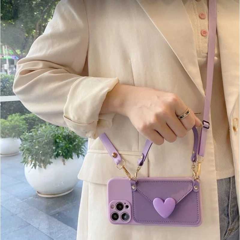 3D Love Crossbody Necklace Lanyard Holder Case Cpatible for iPhone 15 13 14 12 11 Pro Max 7 8 14 15 Plus X XR XS Max C251209