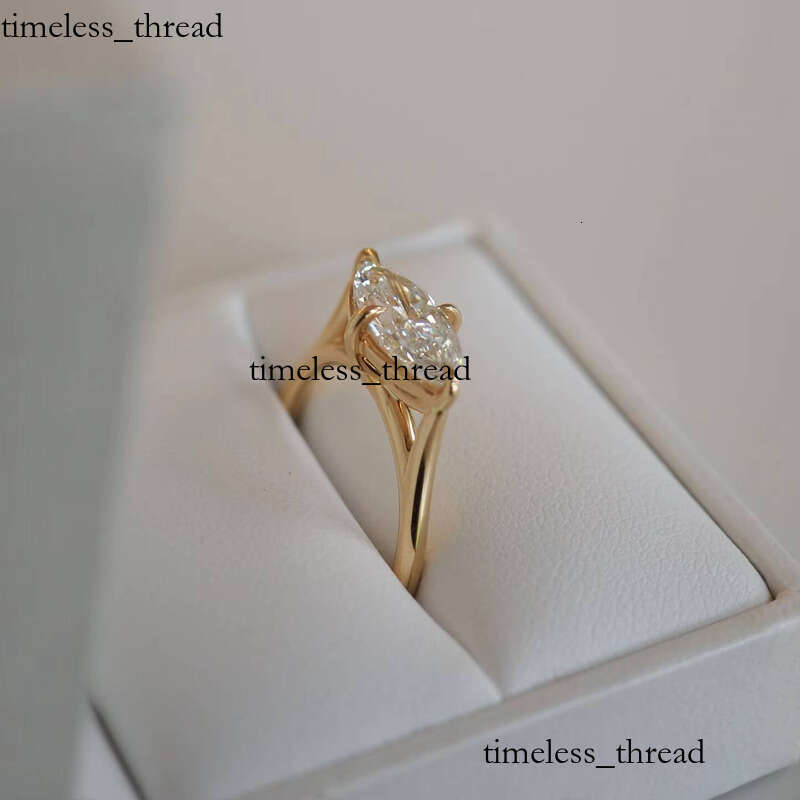 Marquise Cut Grown Engagement Gold Wedding 1.26 Ct East to West Lab VVS Moissanite Bri Ring