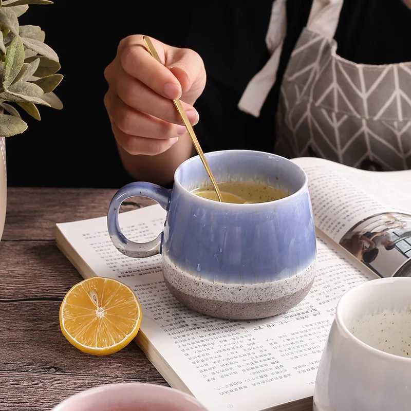 500ml New Nordic Kiln Gla Ceramic Cup Retro Large Capacity gs Northern Europe Splicing Style High Beauty g H251209